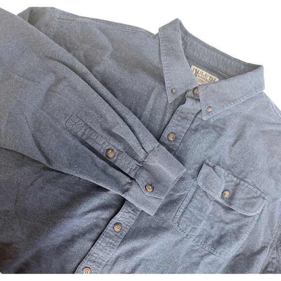 Duluth Trading Co Flannel Button Down Shirt Mens 3XL Slate Blue Cotton Outdoor - Picture 1 of 9